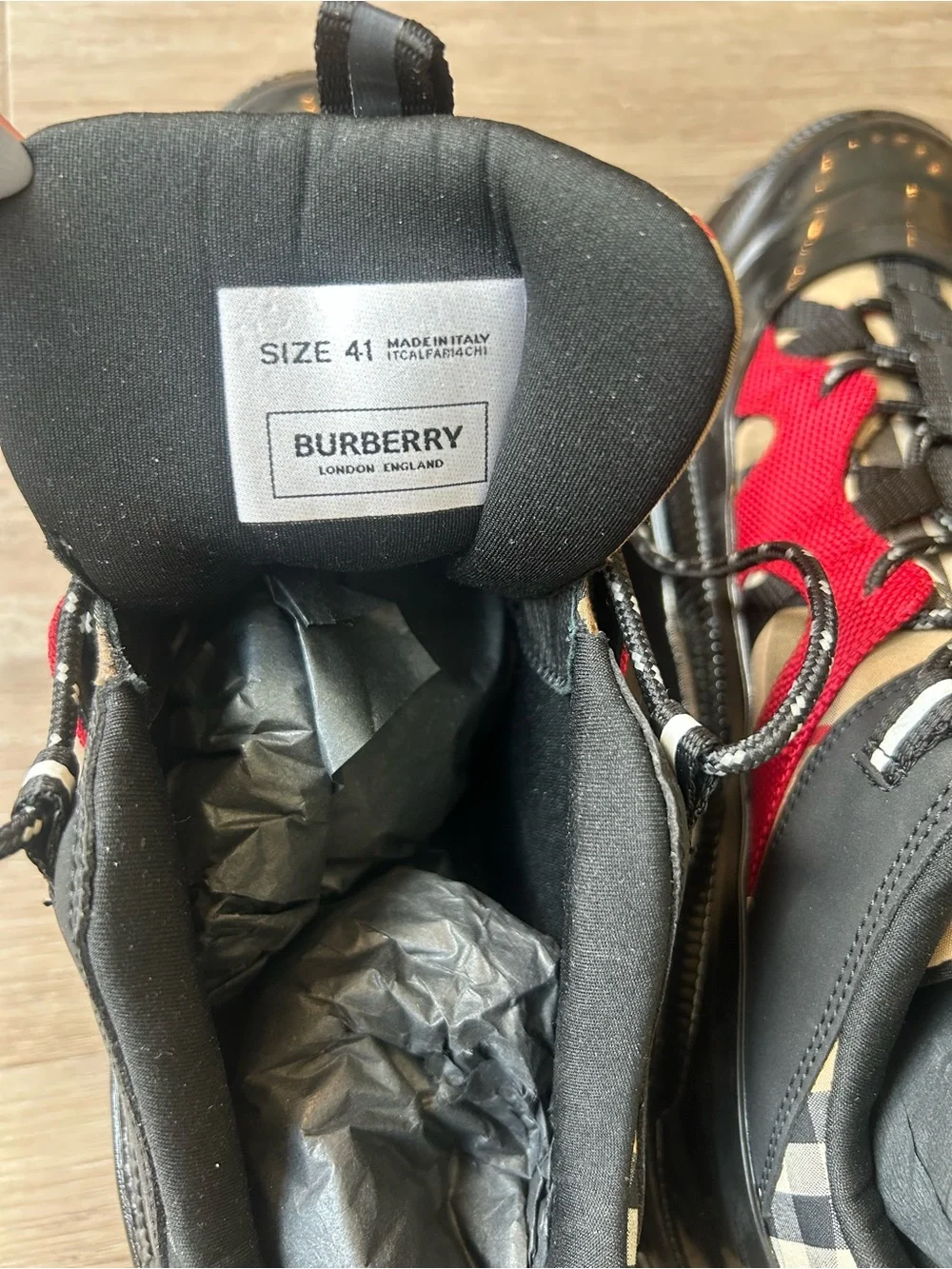 Burberry Black, Red & Beige Arthur Sneakers